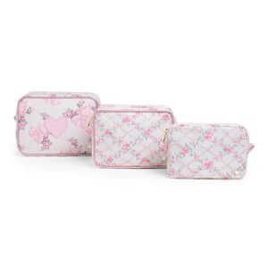 STATE X LoveShackFancy limited-edition travel pouch set Rosa/Garden NWT